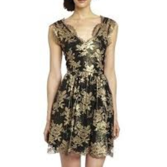 Madison Marcus Glimmer Deep V Dress In Metallic - Picture 6 of 8